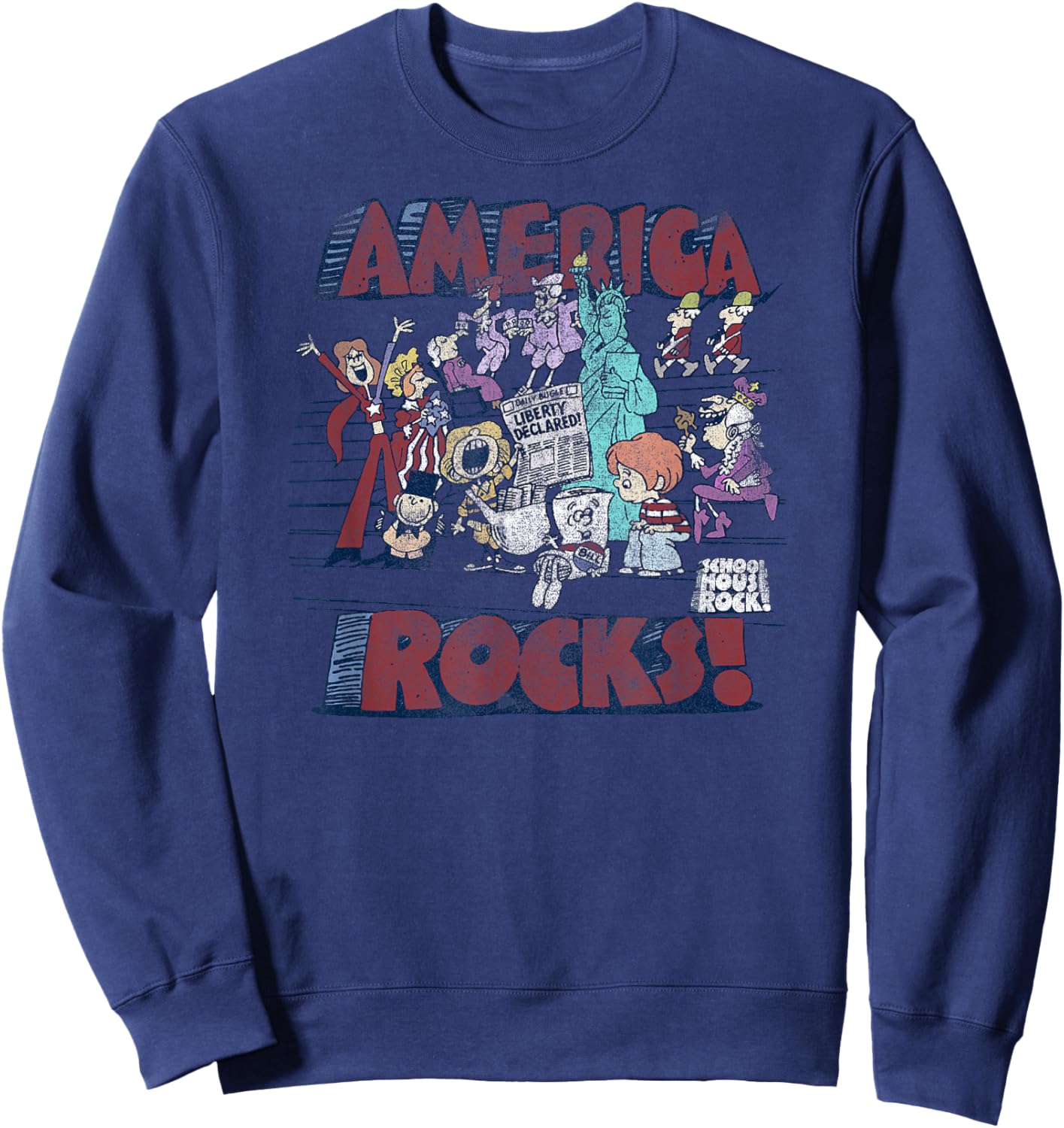 Schoolhouse Rock America Rocks Vintage Cartoon Sweatshirt - Sweatshirt | Navy