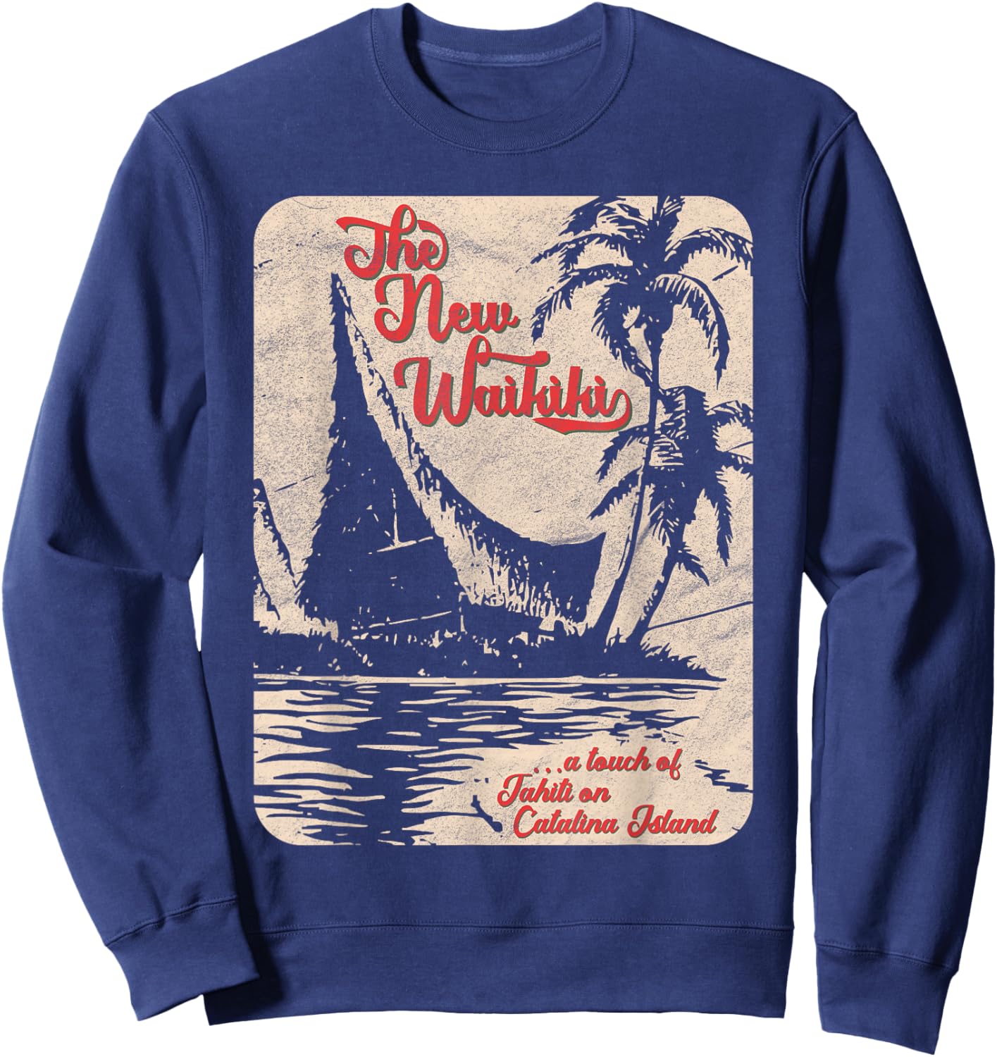 New Waikiki/Tiki Bar/Hawaiian Style/Retro 50s Style Sweatshirt - Sweatshirt | Navy