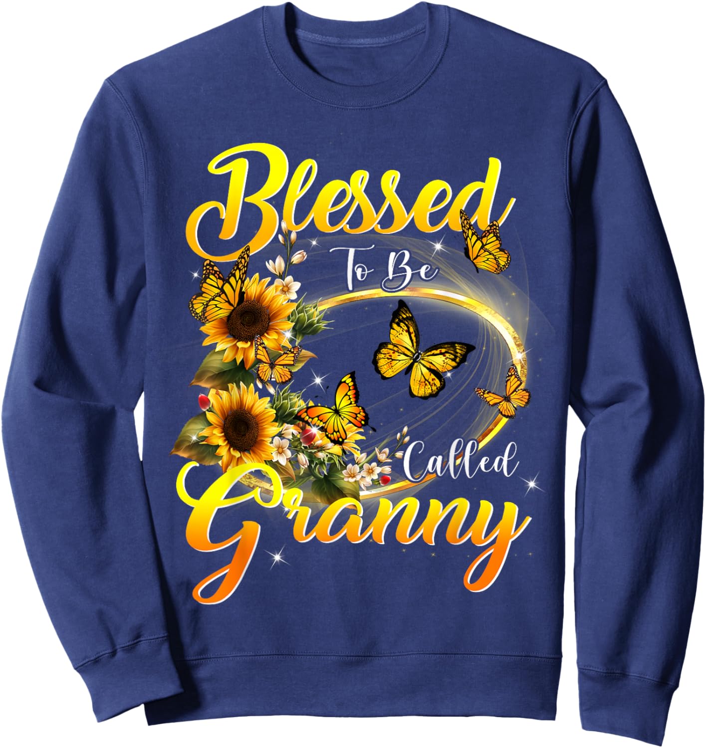 Blessed to be called Granny Shirt Sunflower Lovers Grandma Sweatshirt - Sweatshirt | Navy