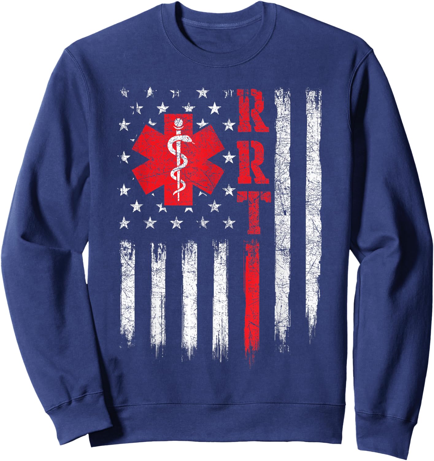 USA American Flag Respiratory Therapist Therapy Sweatshirt - Sweatshirt | Navy