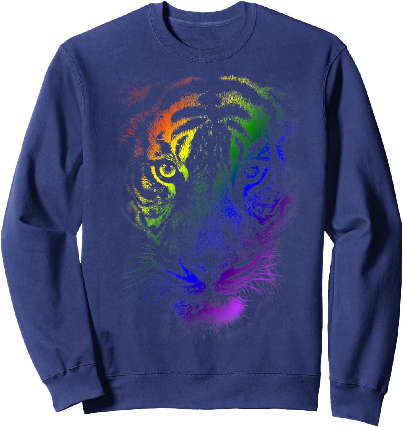 Tie dye Tiger tshirt_Rainbow Tiger Graphic for Animal Lover Sweatshirt - Sweatshirt | Navy