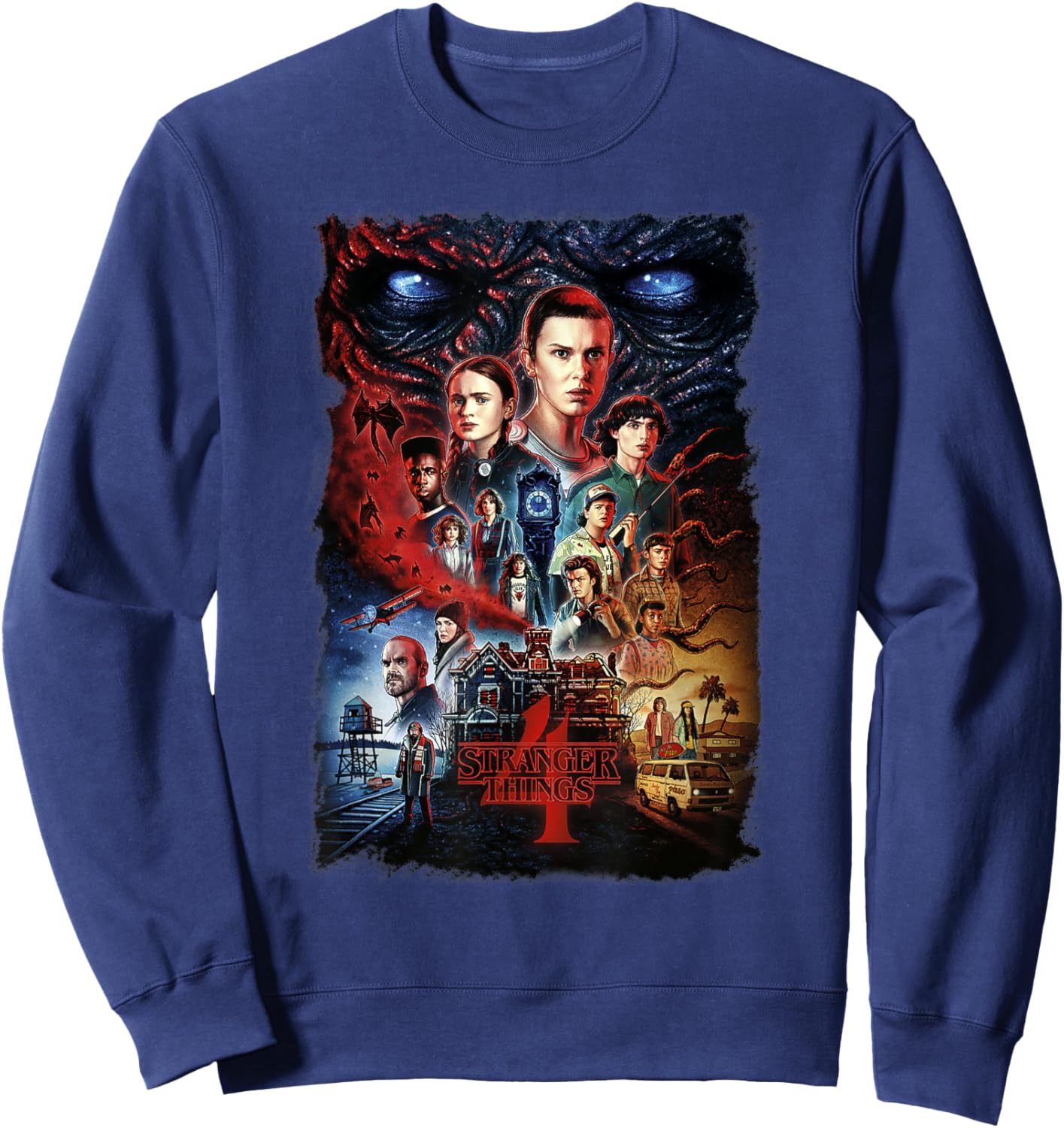 Stranger Things 4 Full Cast Poster Sweatshirt - Sweatshirt | Navy