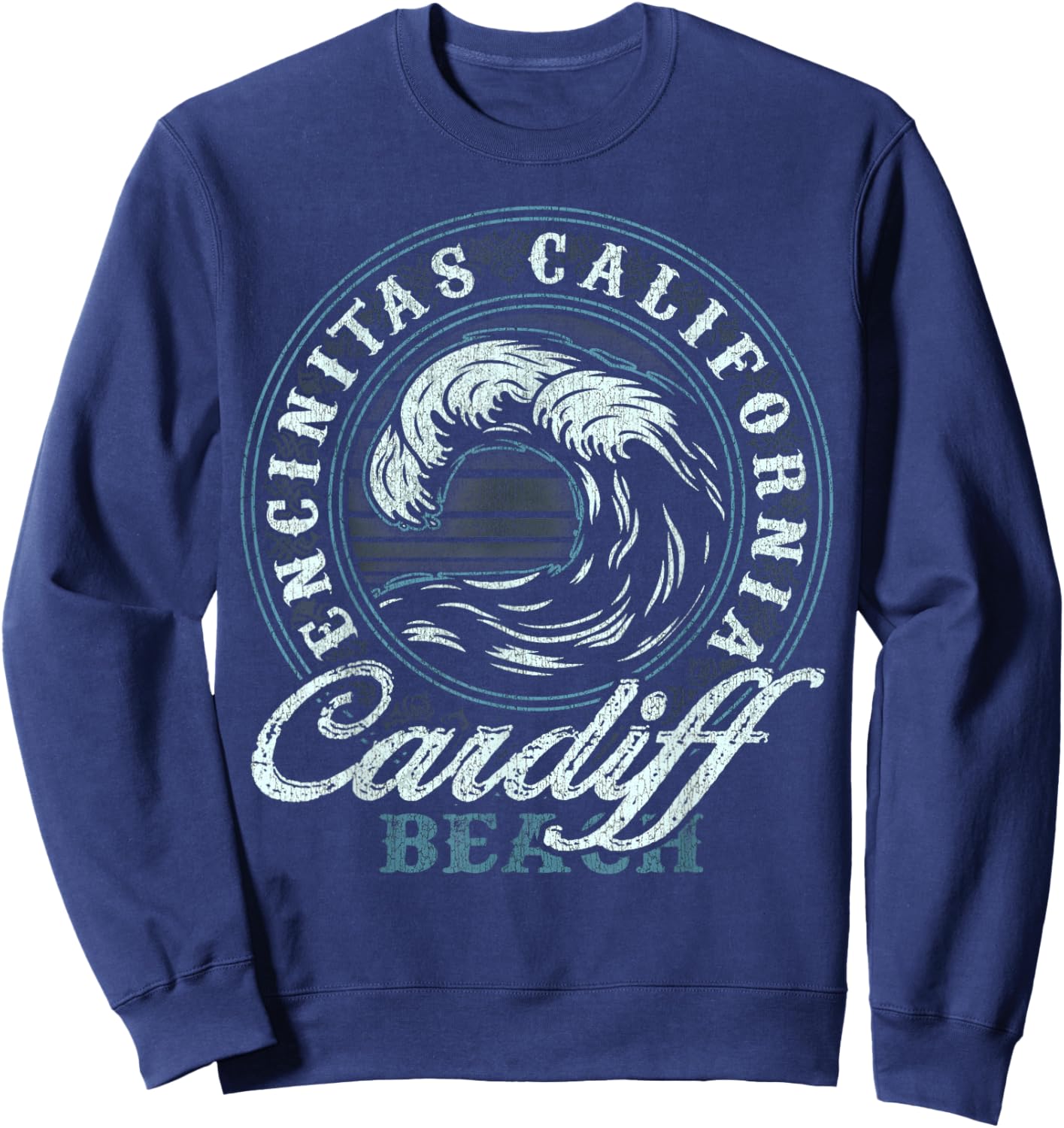 Cardiff Retro Wave Circle - Beach Gift Men Women Girls Kids Sweatshirt - Sweatshirt | Navy