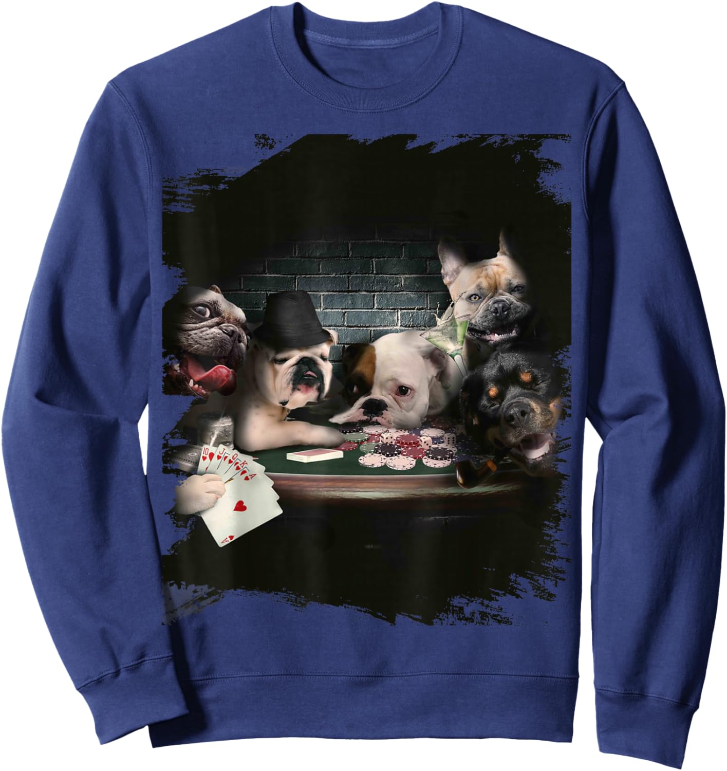 Fun Playing Cards for Dogs and Dogs Poker Player Sweatshirt - Sweatshirt | Navy