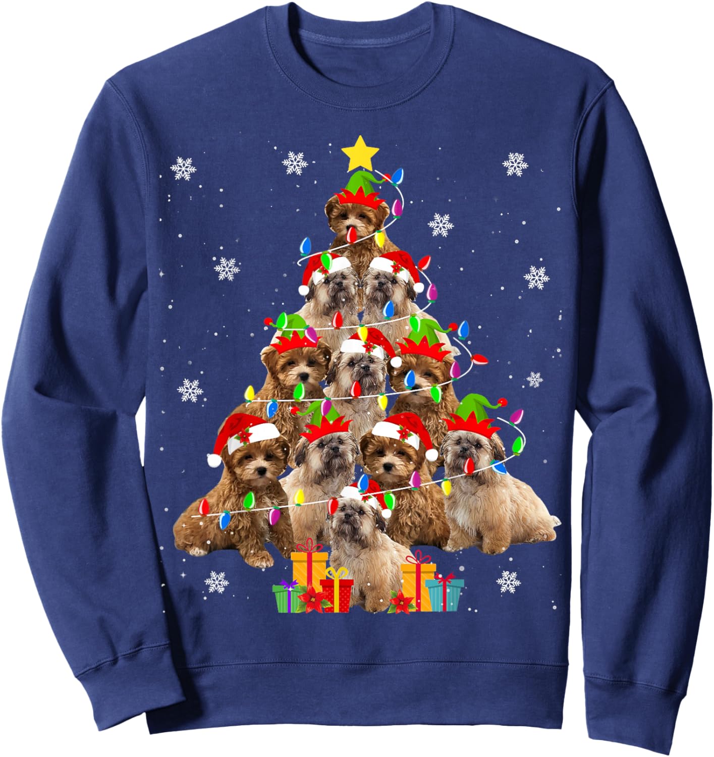 Shih-poo Christmas Tree Funny Santa Shih-poo Dog Xmas Sweatshirt - Sweatshirt | Navy