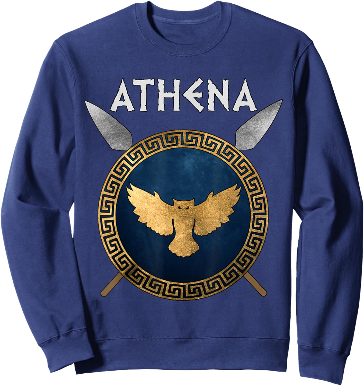 Athena Greek Goddess of Wisdom and War Symbol Sweatshirt - Sweatshirt | Navy