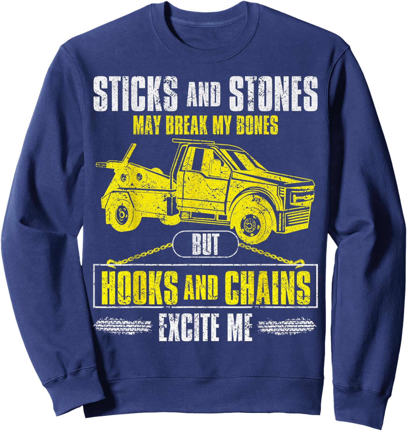 Tow Truck Driver Breakdown Lorry - Thin Yellow Line Trucker Sweatshirt - Sweatshirt | Navy
