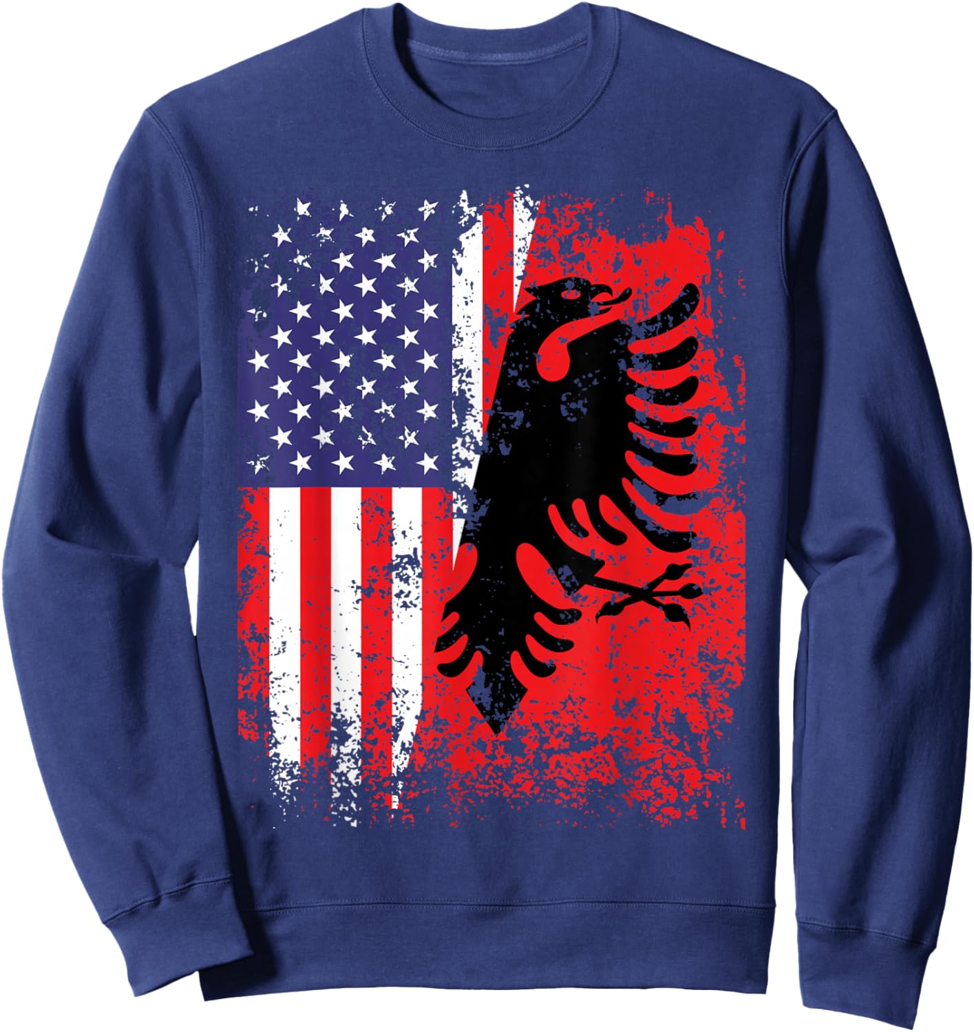 Albanian American Flag Shirt Patriotic USA Albania Flag Sweatshirt - Sweatshirt | Navy
