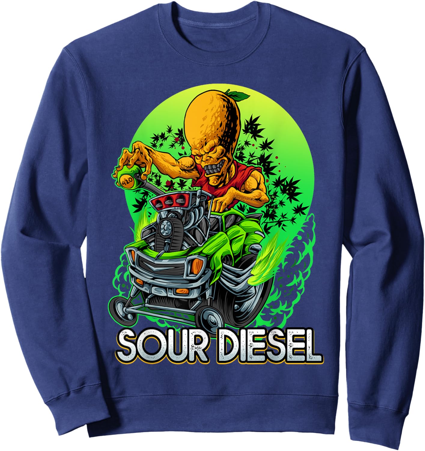 Sour Cannabis Diesel Marijuana Strain 420 Hot Alien Rod Sweatshirt - Sweatshirt | Navy