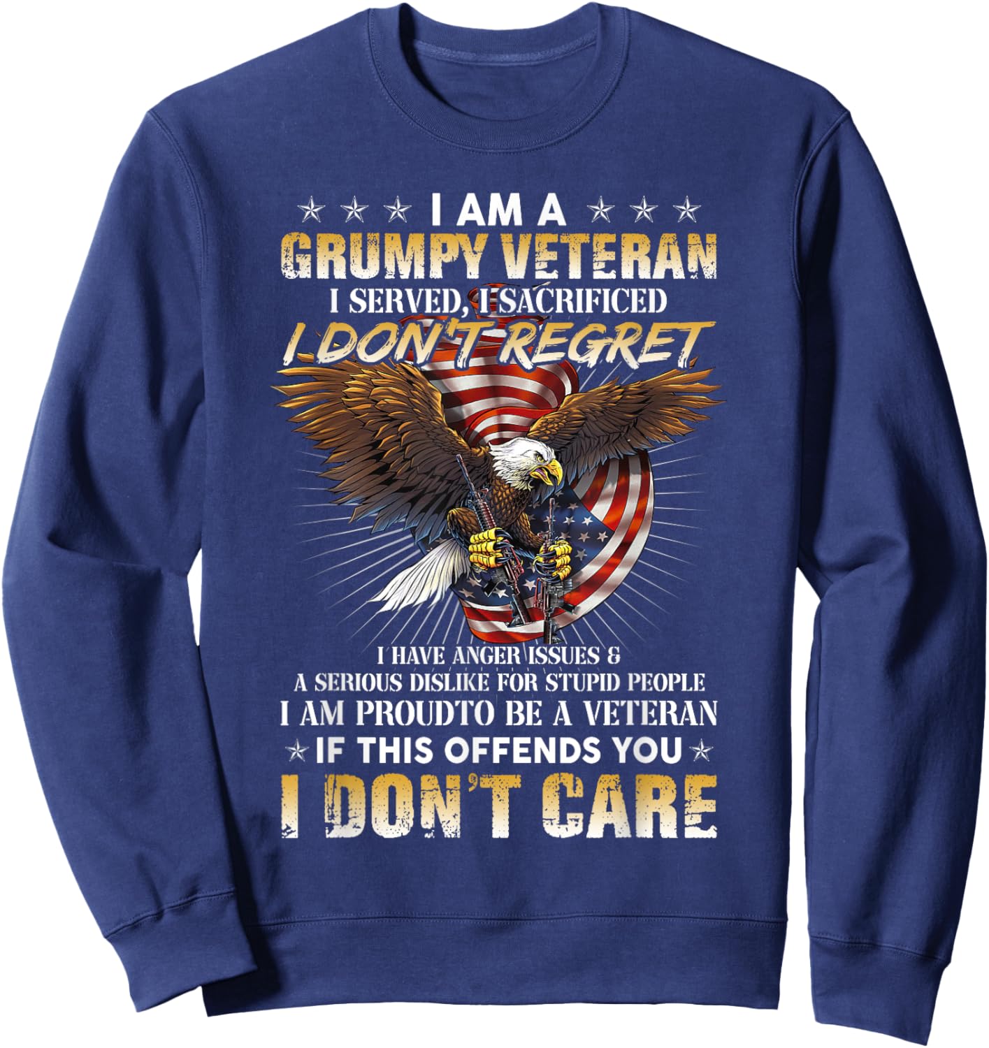 Grumpy Old Veteran Funny Veteran Father's Day Sweatshirt - Sweatshirt | Navy