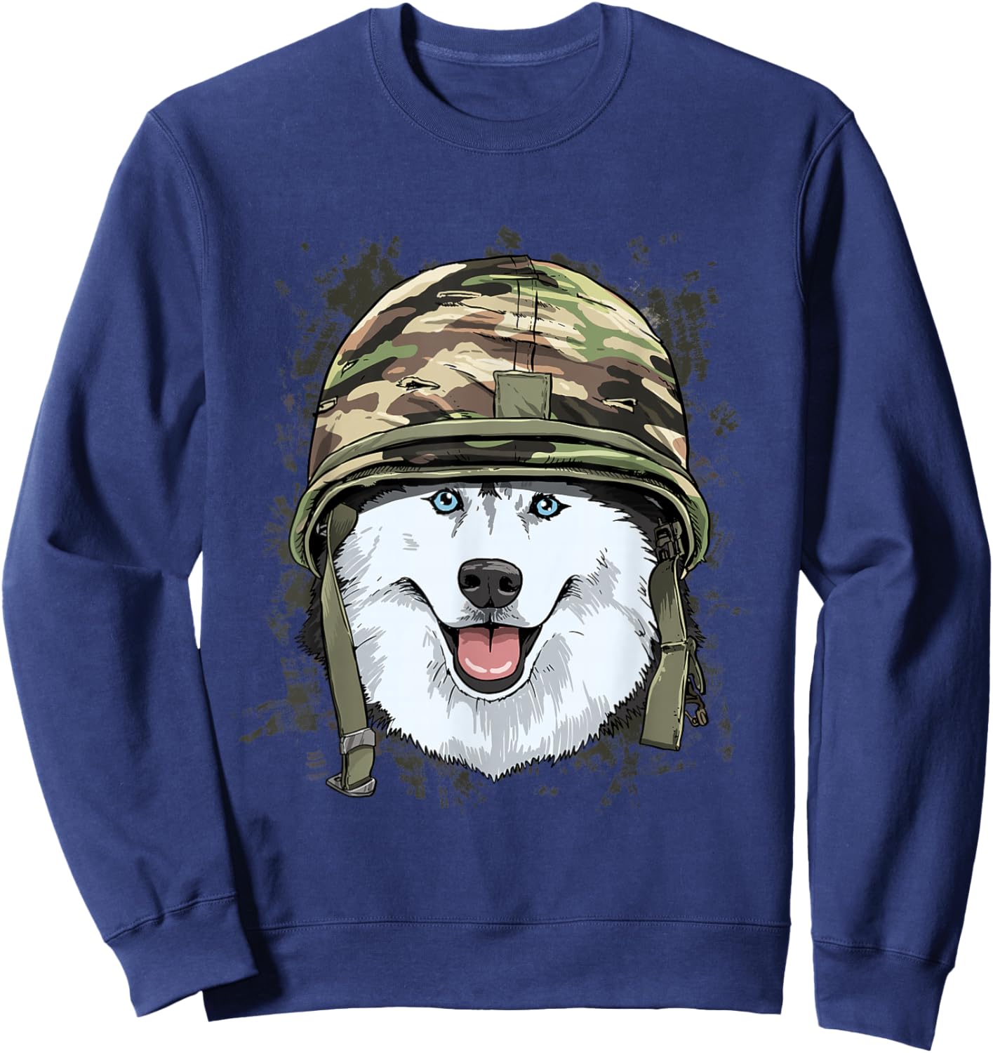 Siberian Husky Soldier Veteran Dog - Army Dog Lover Sweatshirt - Sweatshirt | Navy