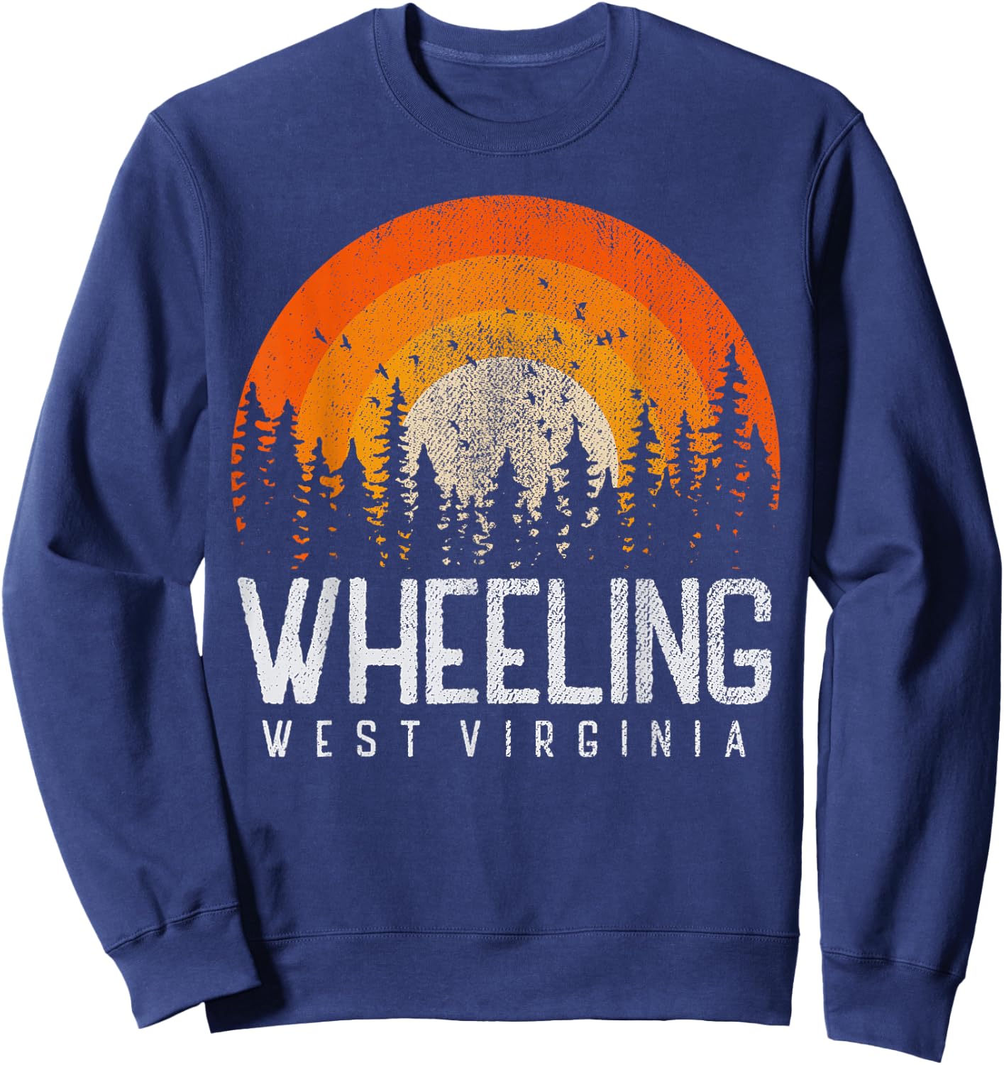 Wheeling West Virginia WV, Retro Style Vintage 70s 80s 90s Sweatshirt - Sweatshirt | Navy