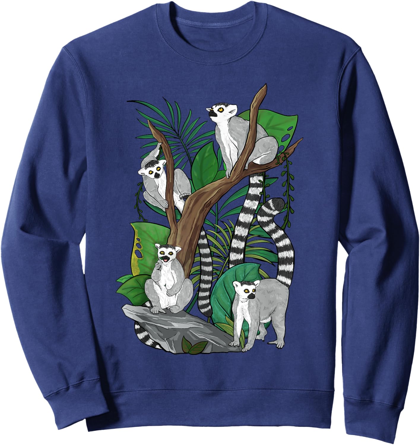 Tropical Lemur - Zookeeper Animal Researcher Lemur Lover Sweatshirt - Sweatshirt | Navy