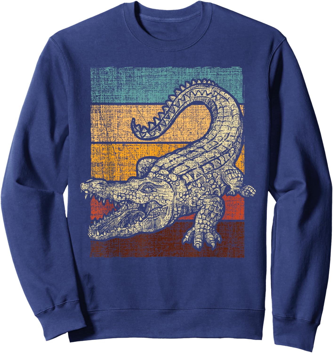 Retro Vintage Alligator Gator Crocodile Zoo Animal Lover Sweatshirt - Sweatshirt | Navy