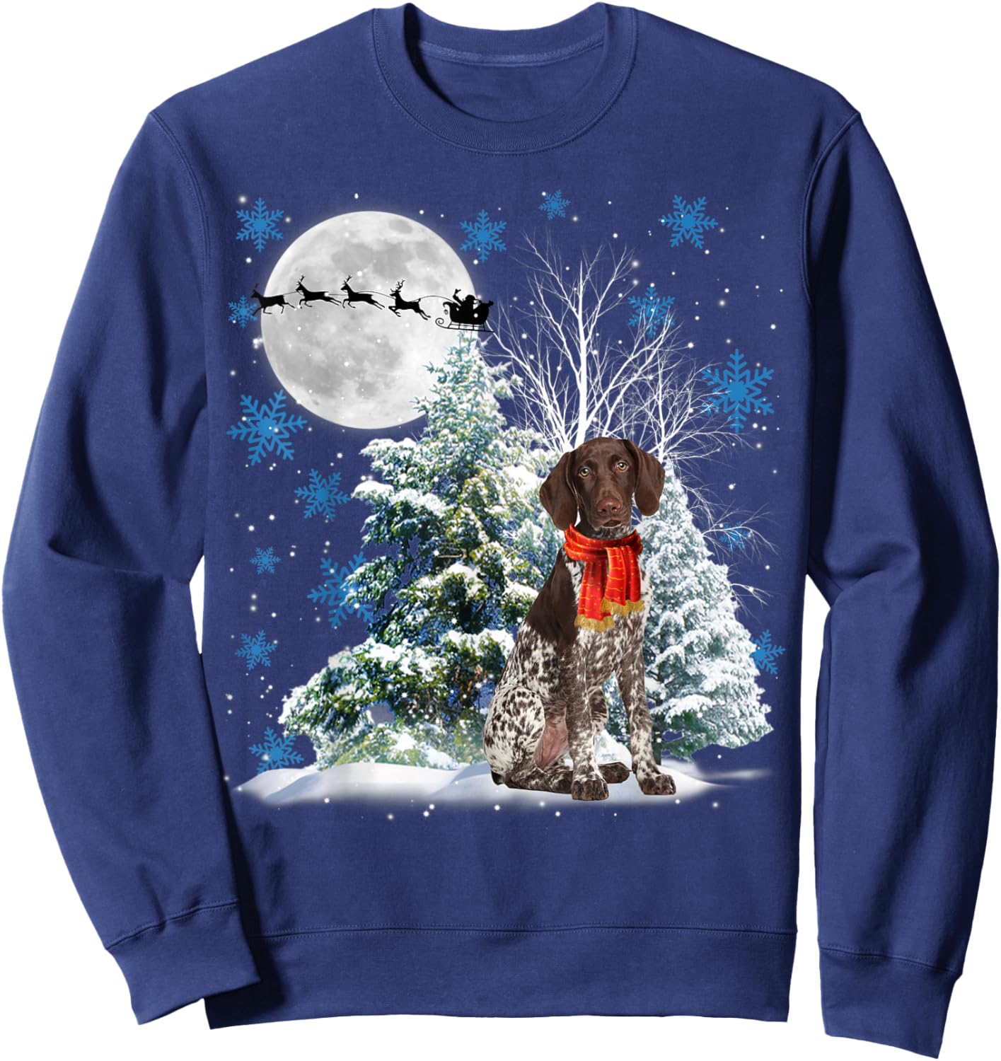 German Shorthaired Pointer Under Moonlight Christmas Pajama Sweatshirt - Sweatshirt | Navy