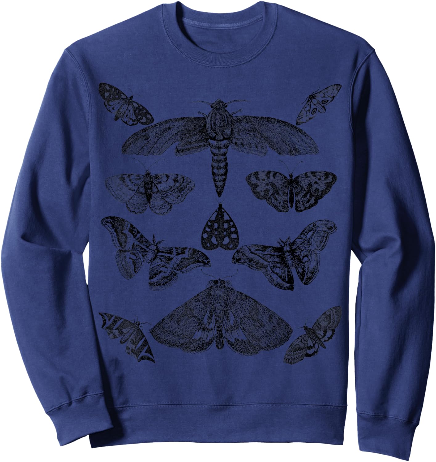 Moth Print Vintage Insect Illustration Bug Collection Sweatshirt - Sweatshirt | Navy