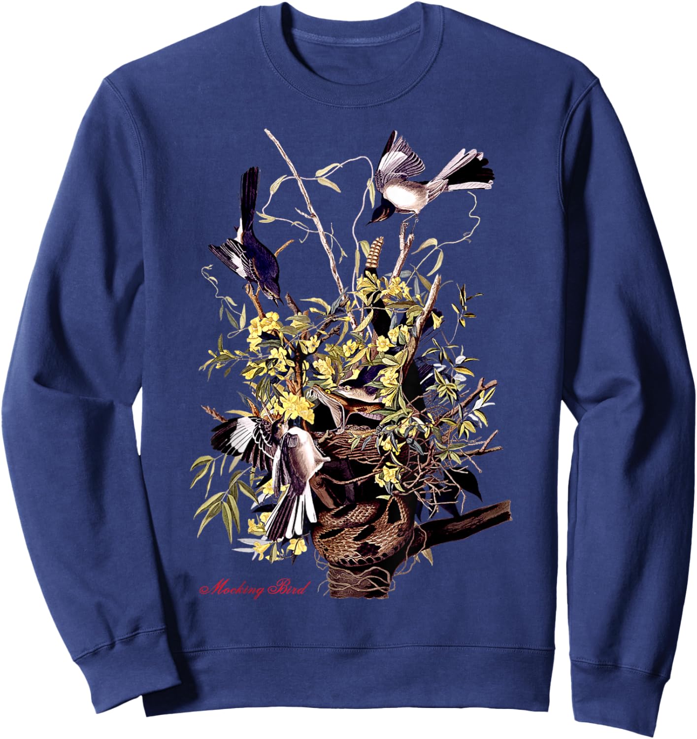 Audubon Mocking Bird North American Birds Education Nature Sweatshirt - Sweatshirt | Navy