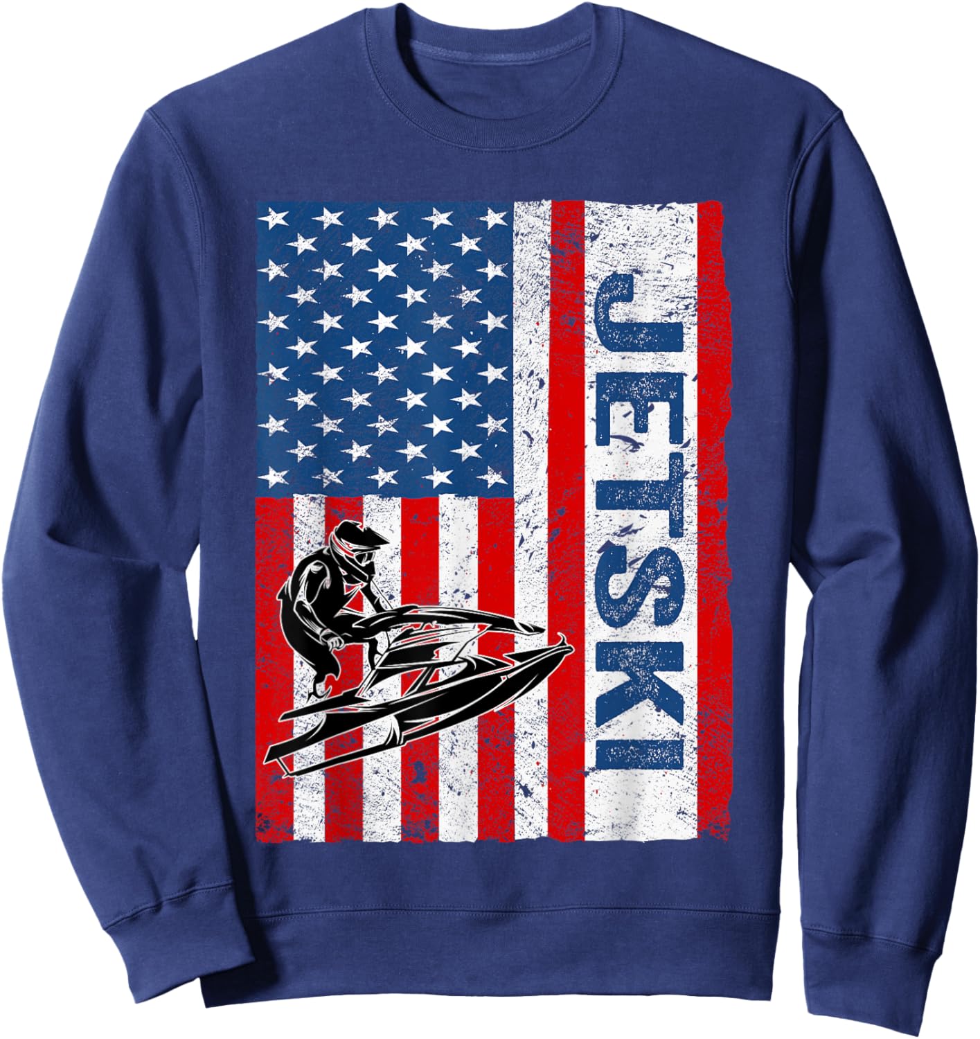 Jet Ski USA Flag. Vintage Jet Ski Sweatshirt - Sweatshirt | Navy