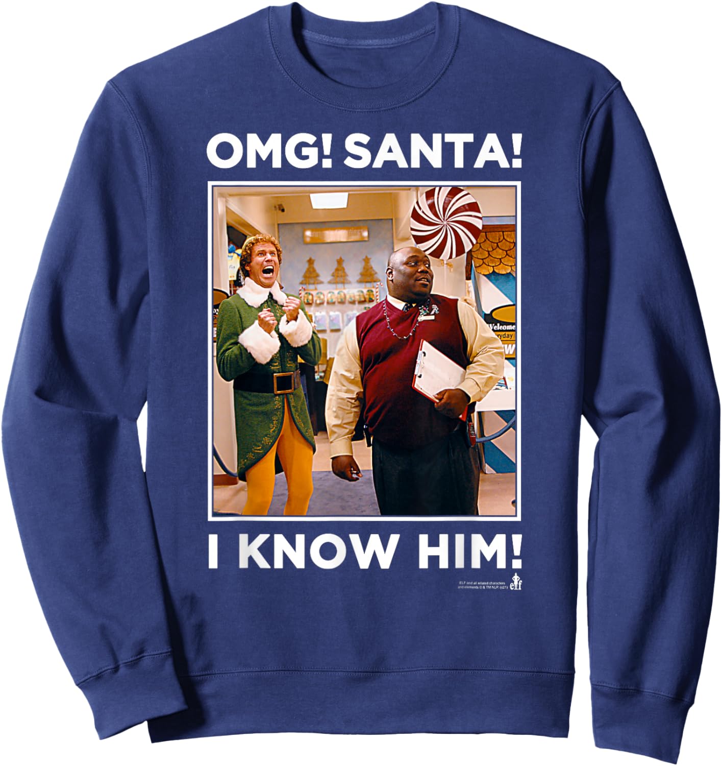 Elf I Know Him! Store Scene Funny Christmas Sweatshirt - Sweatshirt | Navy