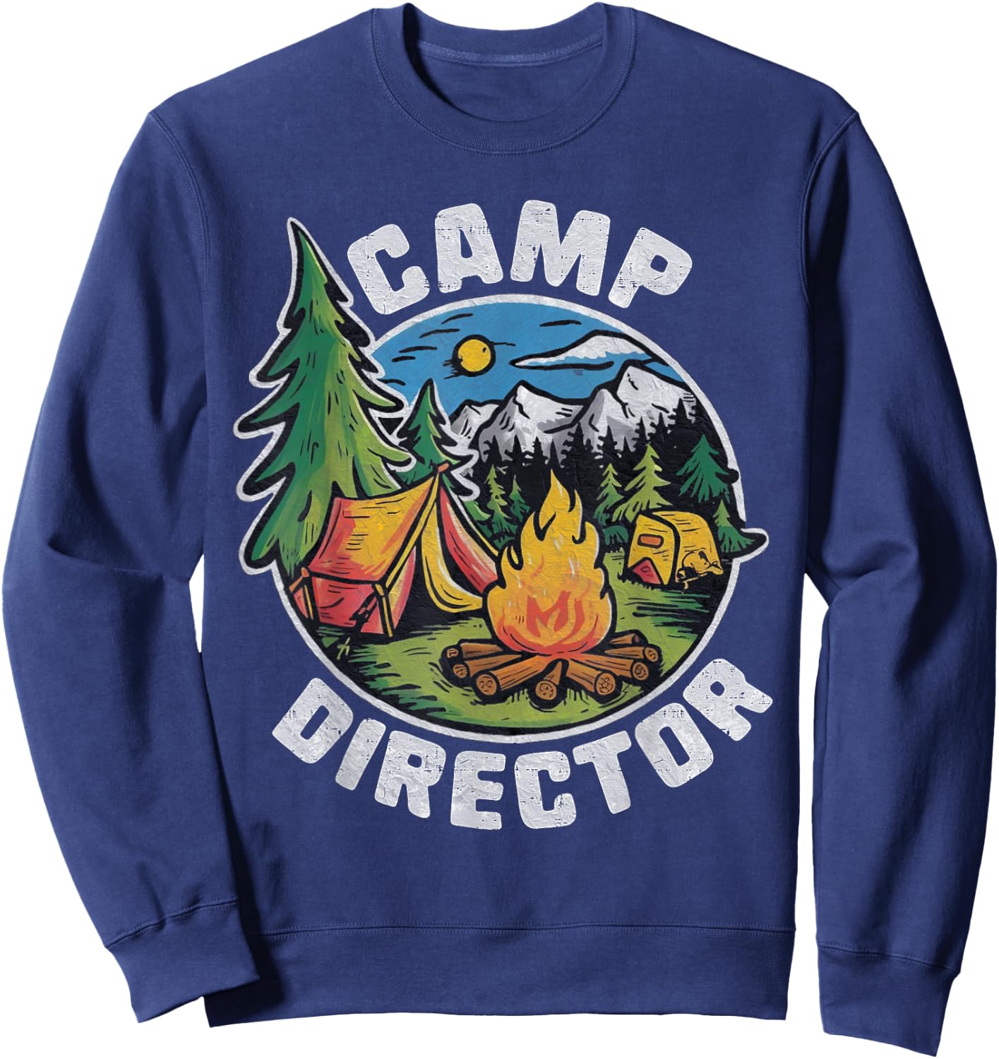 Retro Camp Director Camping Summer Camp Funny Camper Staff Sweatshirt - Sweatshirt | Navy