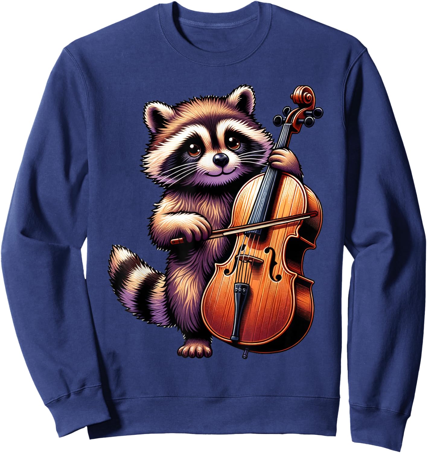 Cute Raccoon Playing Cello Raccoons Musician Music Sweatshirt - Sweatshirt | Navy