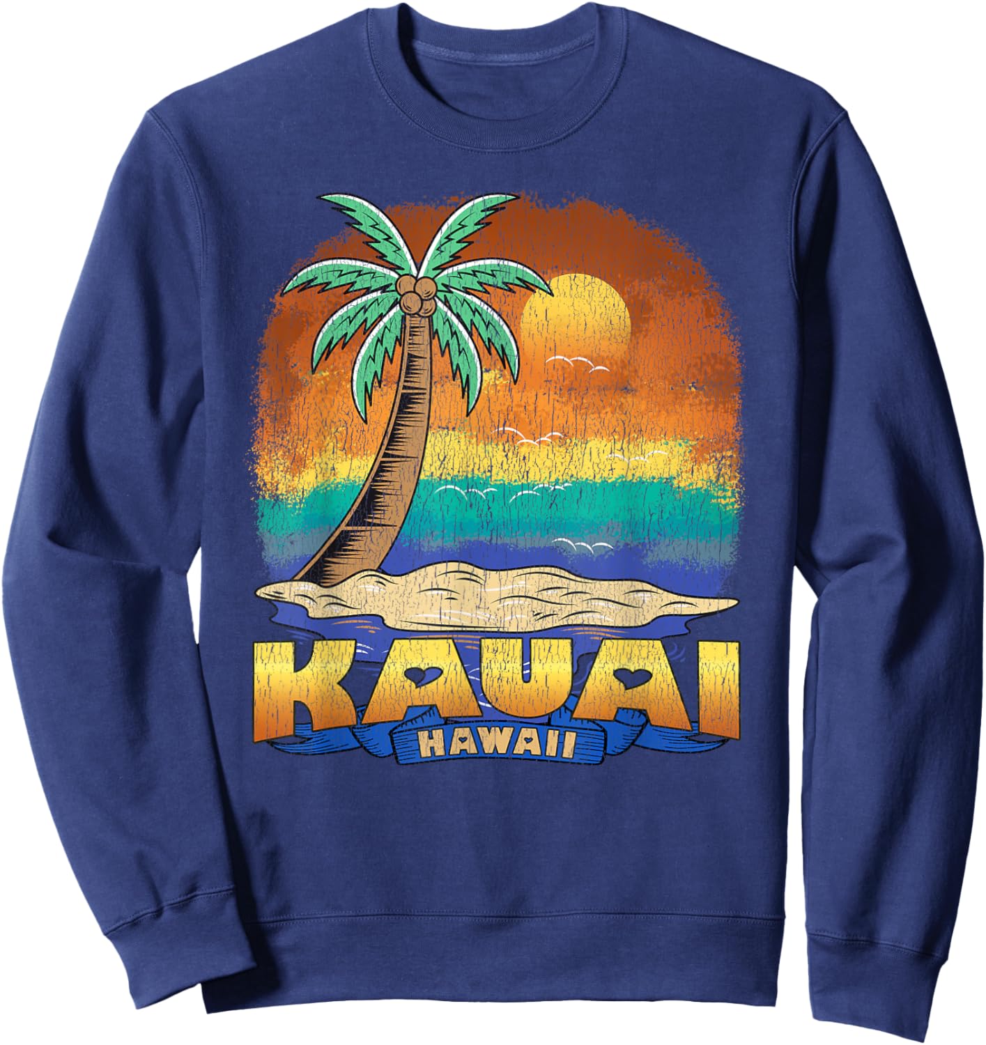 KAUAI HAWAII | Vintage Distressed Souvenir Sweatshirt - Sweatshirt | Navy