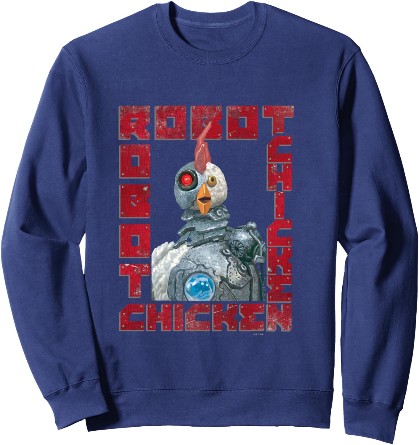 Robot Chicken Classic Mascot Metal Frame Vintage Portrait Sweatshirt - Sweatshirt | Navy