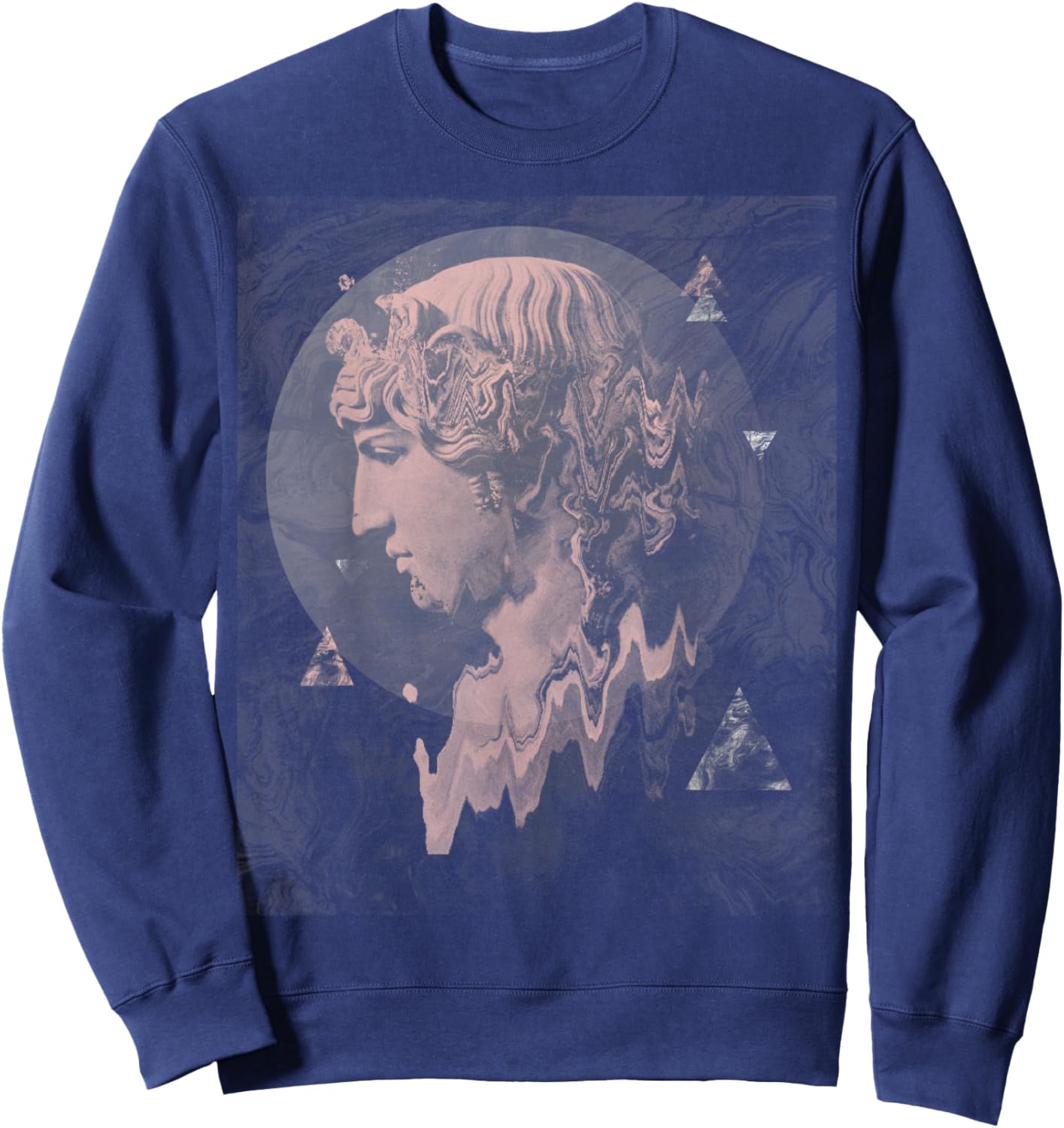 Vaporwave Aesthetic Retro 80s 90s Statue Japanese Otaku Art Sweatshirt - Sweatshirt | Navy