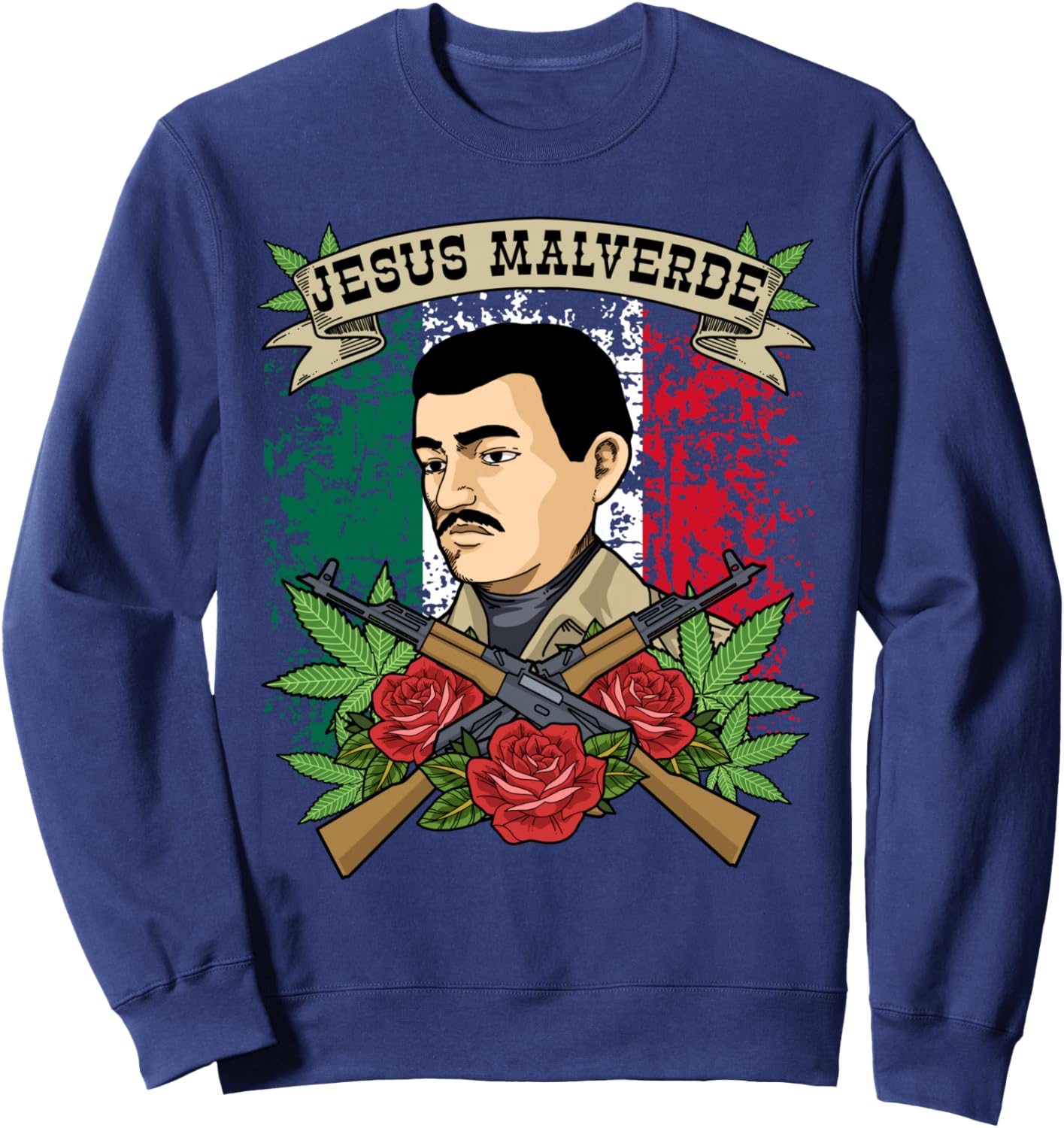 Jesus Malverde Mexico Folk Hero Jesus Malverde Sweatshirt - Sweatshirt | Navy