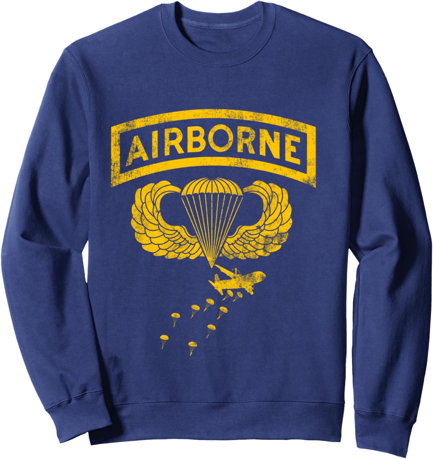 U.S Army Airborne Division Paratrooper Veteran Flag Vintage Sweatshirt - Sweatshirt | Navy