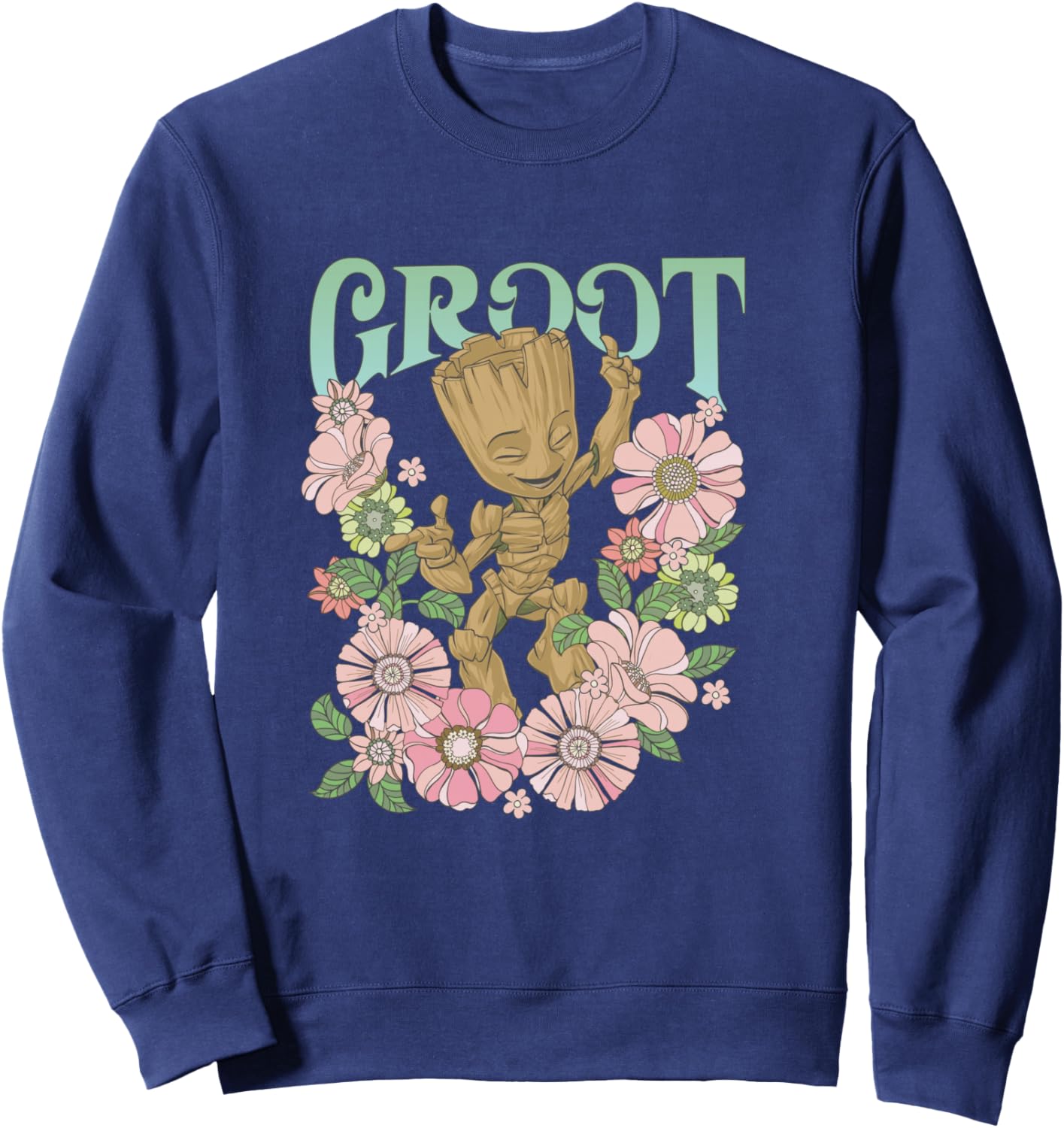 Marvel Guardians of The Galaxy Groot Floral Dance Poster Sweatshirt - Sweatshirt | Navy