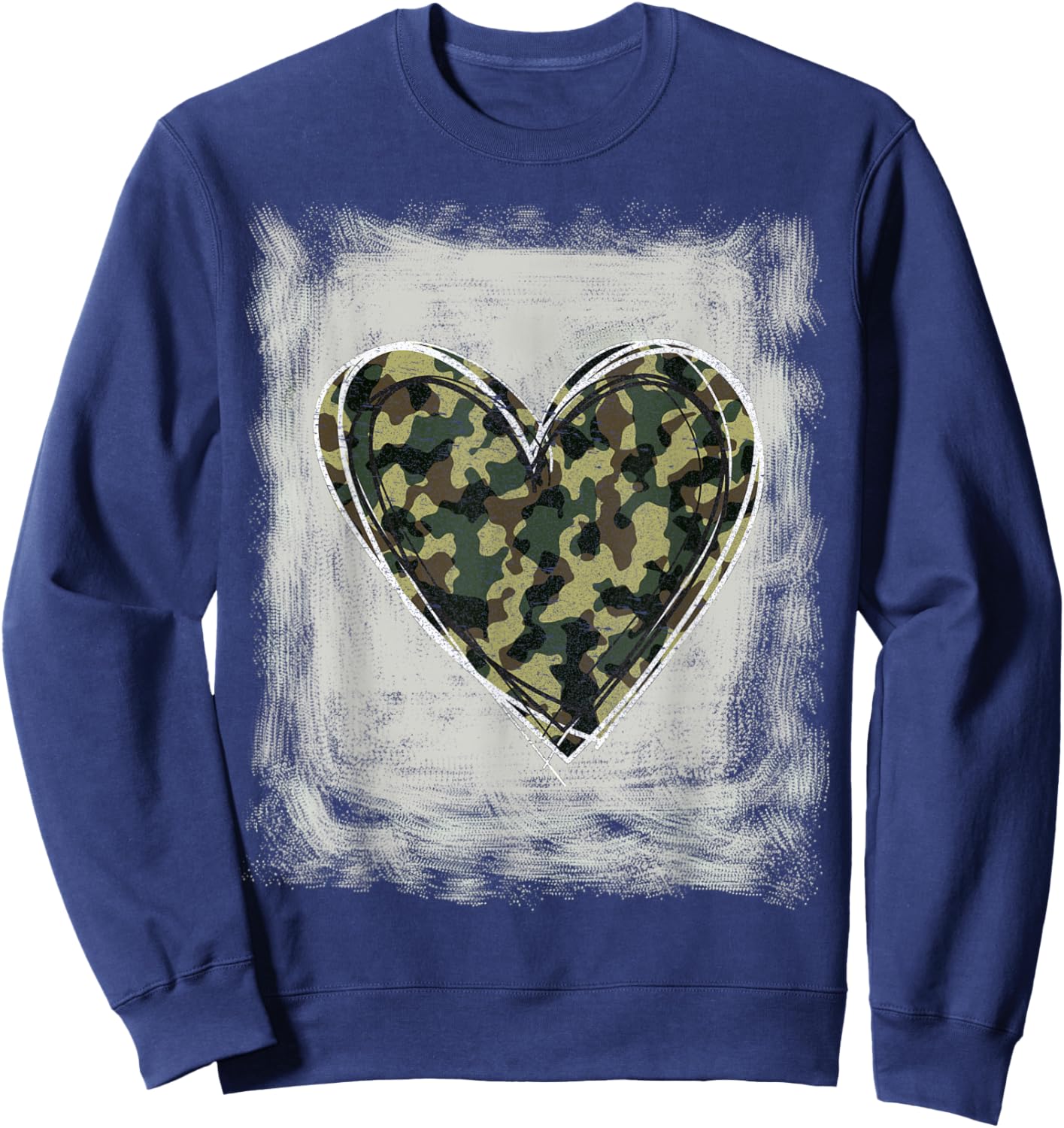 Camo Army Heart Bleached Shirts Forces Memorial Day Sweatshirt - Sweatshirt | Navy