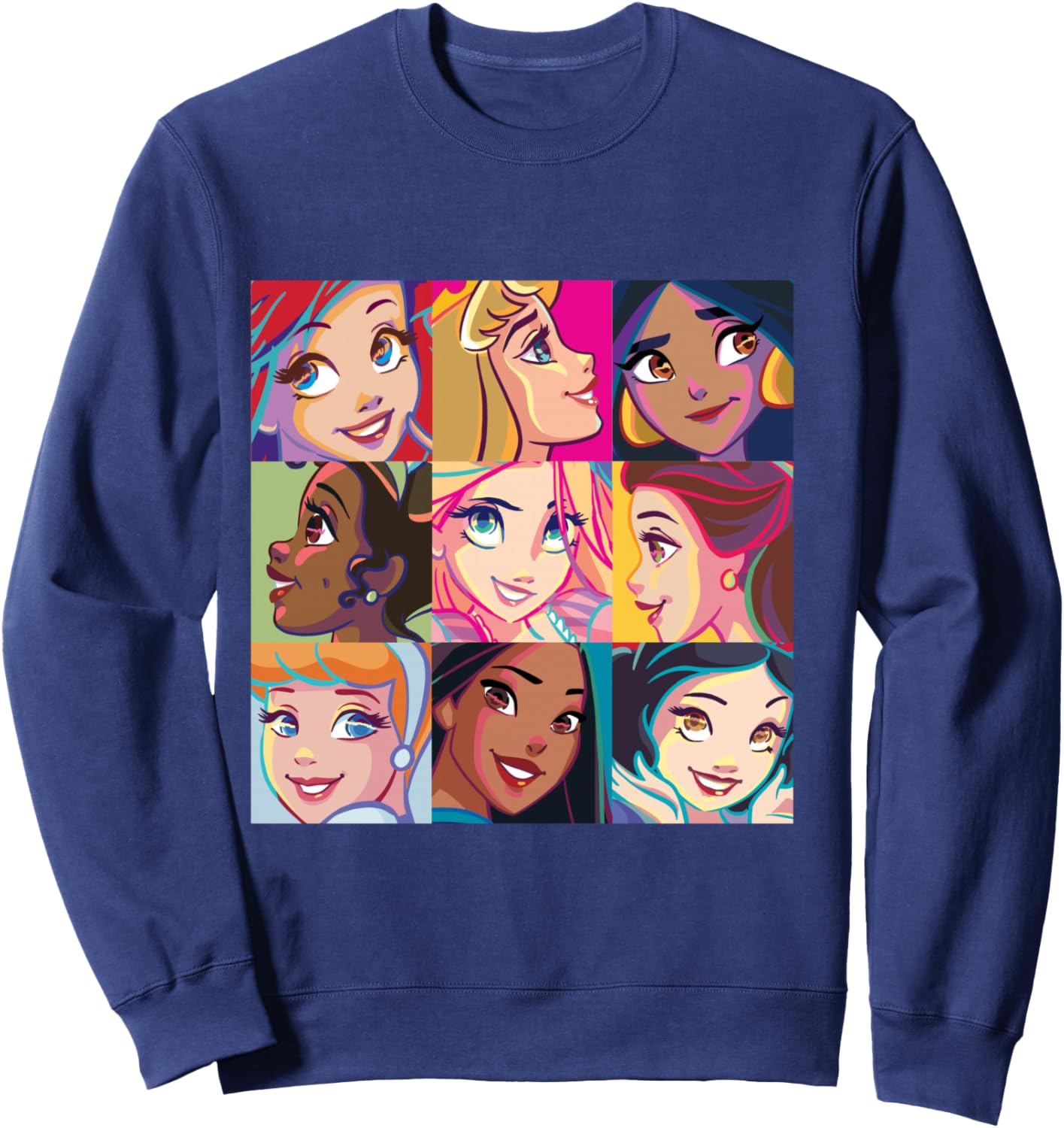 Disney Princess Characters Pop Art Grid Sweatshirt - Sweatshirt | Navy