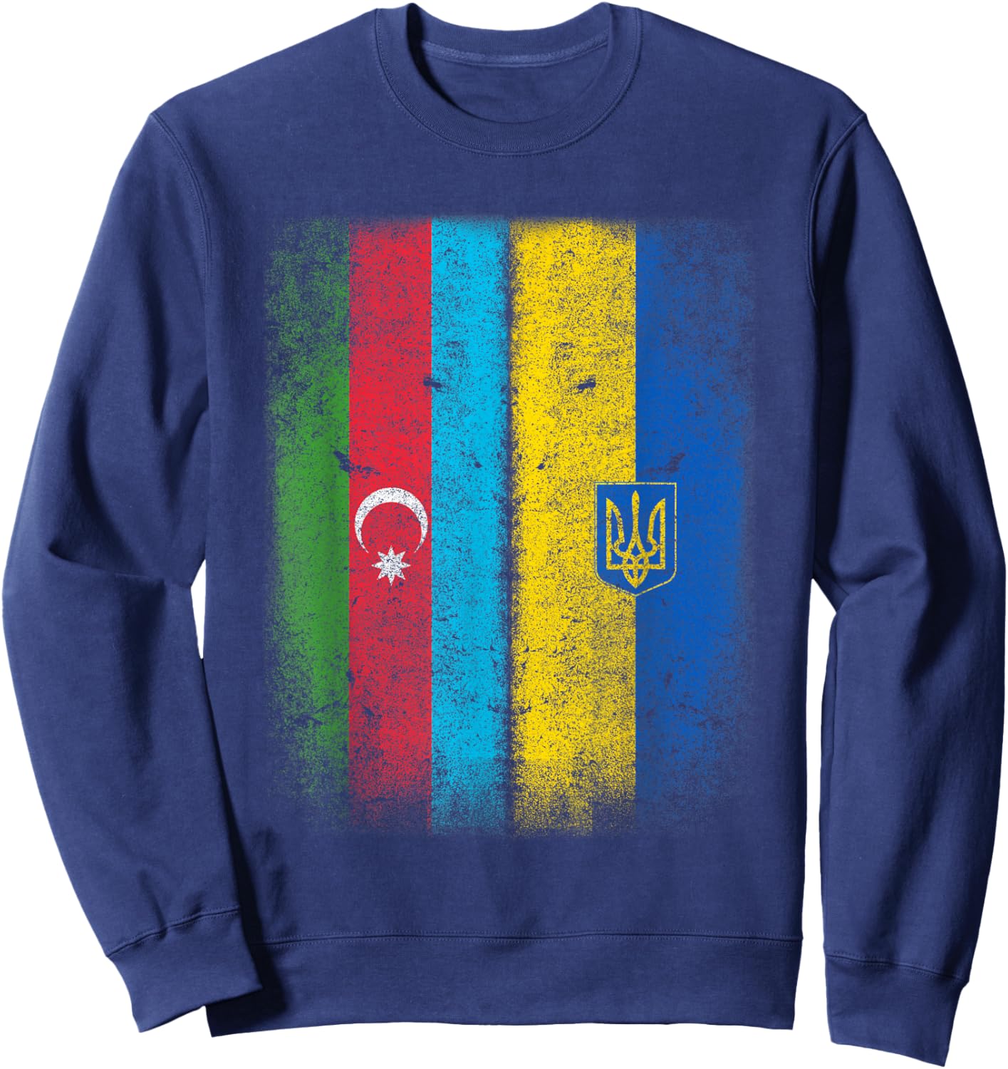 Vintage Azerbaijan Ukraine Flag Sweatshirt - Sweatshirt | Navy