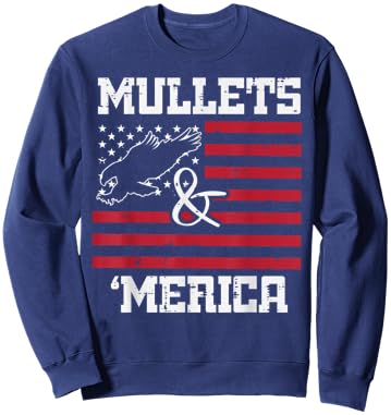 Mullets And Merica Eagle American Flag Fourth 4th Of July Women Kids Men Sweatshirt - Sweatshirt | Navy
