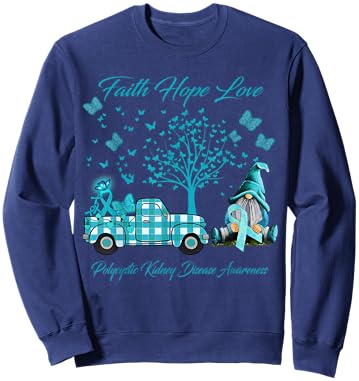 Faith Hope Love Polycystic Kidney Disease Awareness Gifts Sweatshirt - Sweatshirt | Navy