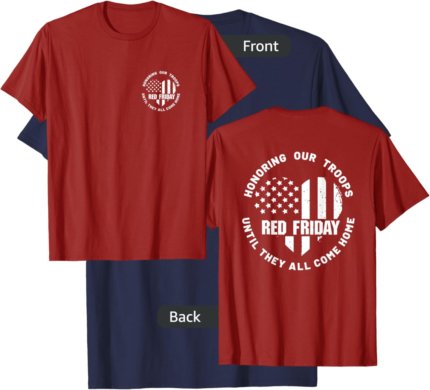 (2 Sided Print) Wear Red on Friday - US Military Deployed T-Shirt - T-Shirt | Navy