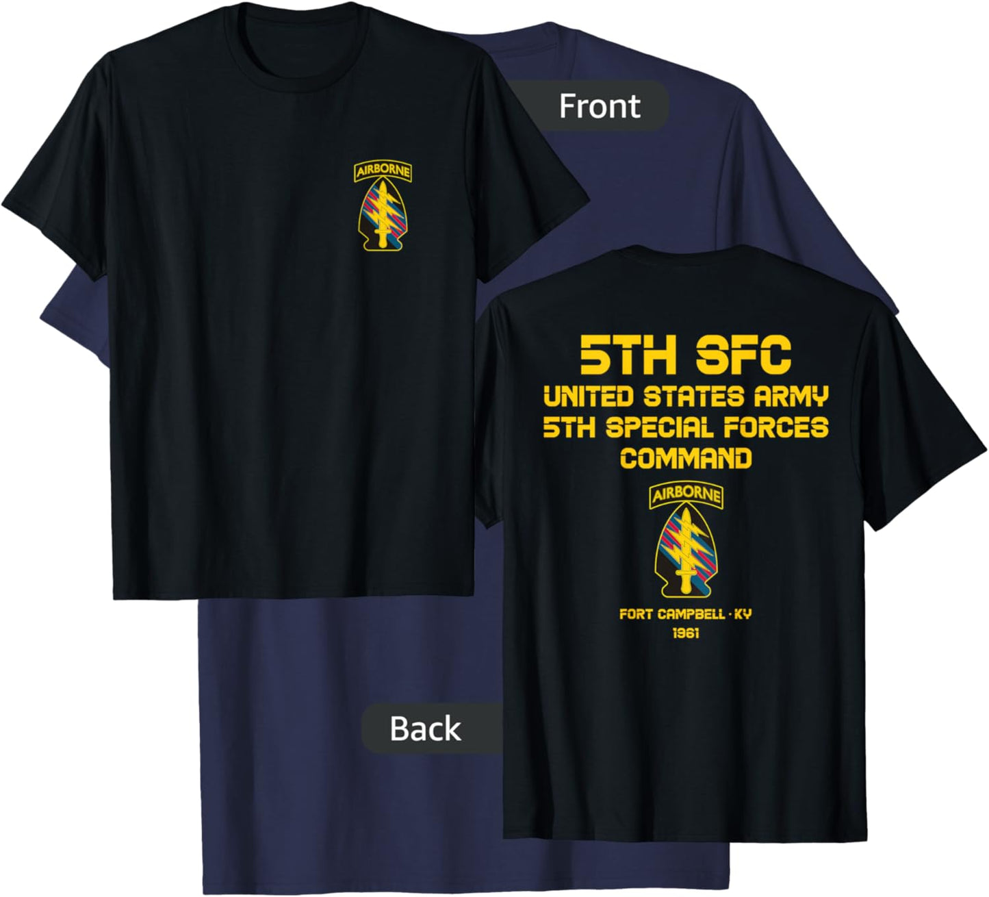 US Army 5th Special Forces Command Airborne USA Paratrooper T-Shirt - T-Shirt | Navy