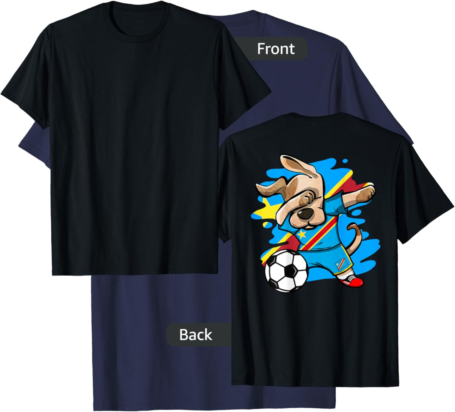 Dabbing Dog DR Congo Soccer Fans Jersey Congolese Football T-Shirt - T-Shirt | Navy