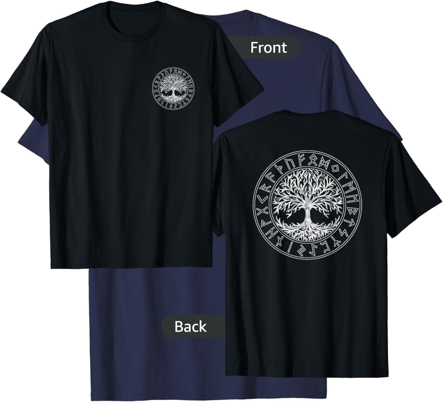 Tree of Life, Rune Circle, Celtic Tree of Life, Viking T-Shirt - T-Shirt | Navy