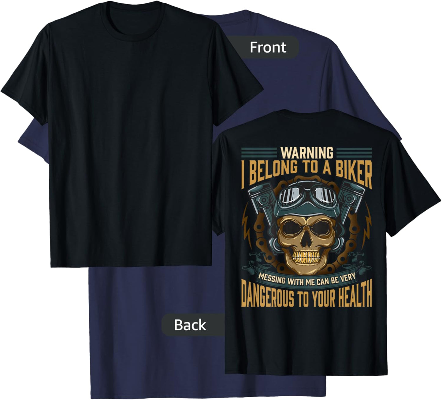 Biker Girlfriend Wife I Belong To A Biker Valentine On Back T-Shirt - T-Shirt | Navy