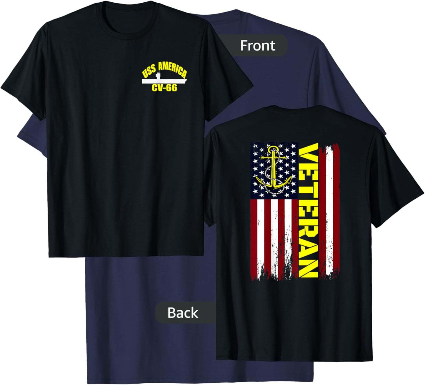 USS America CV-66 Aircraft Carrier Veteran Day Front&Back T-Shirt - T-Shirt | Navy