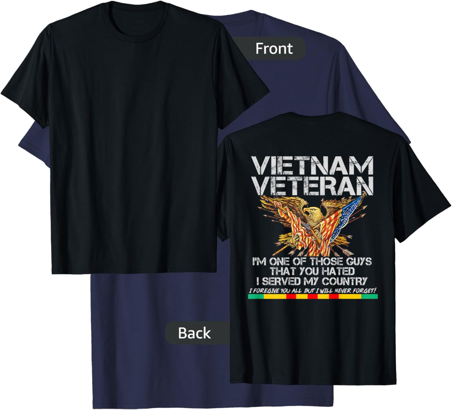 Vietnam Veteran T shirt, Veteran Dad, Grandpa Design on Back T-Shirt - T-Shirt | Navy