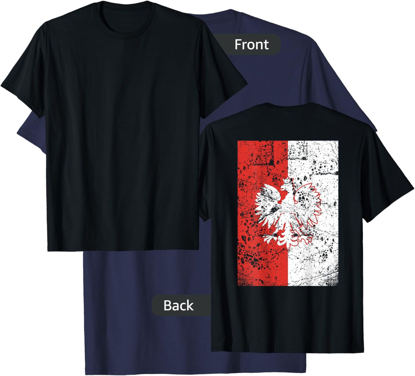 Poland Flag Vintage Big Polska Eagle Polish Pride Country T-Shirt - T-Shirt | Navy
