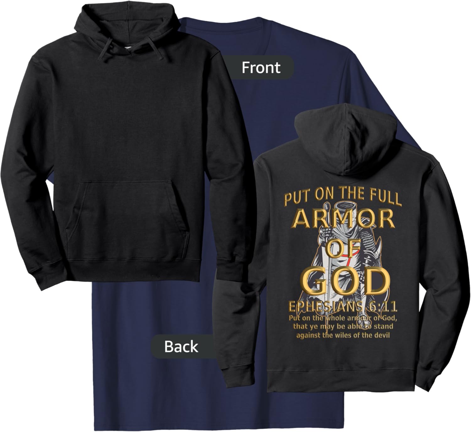 Faith Jesus Religious Ephesians 6 11 Put Full Armor of God T-Shirt - T-Shirt | Navy