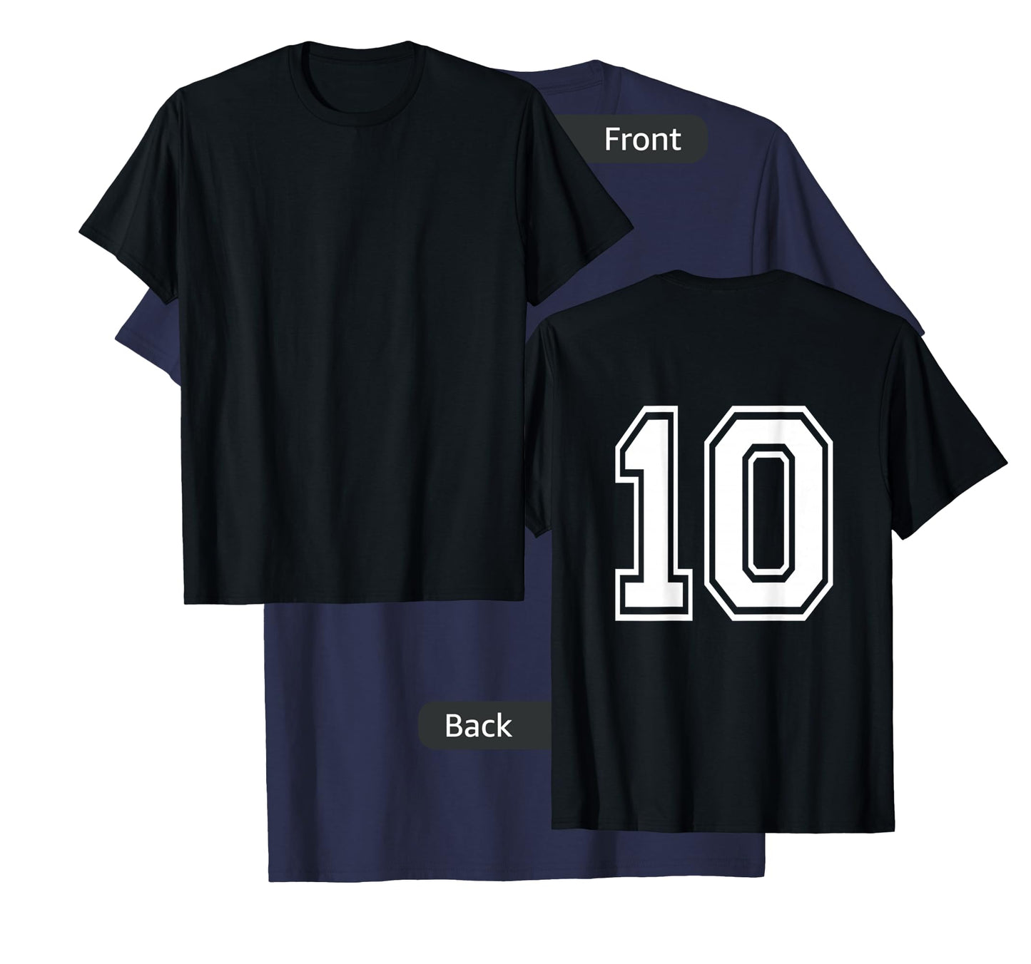 Number 10 Shirt Sports Player Number BACK of Shirt T-Shirt