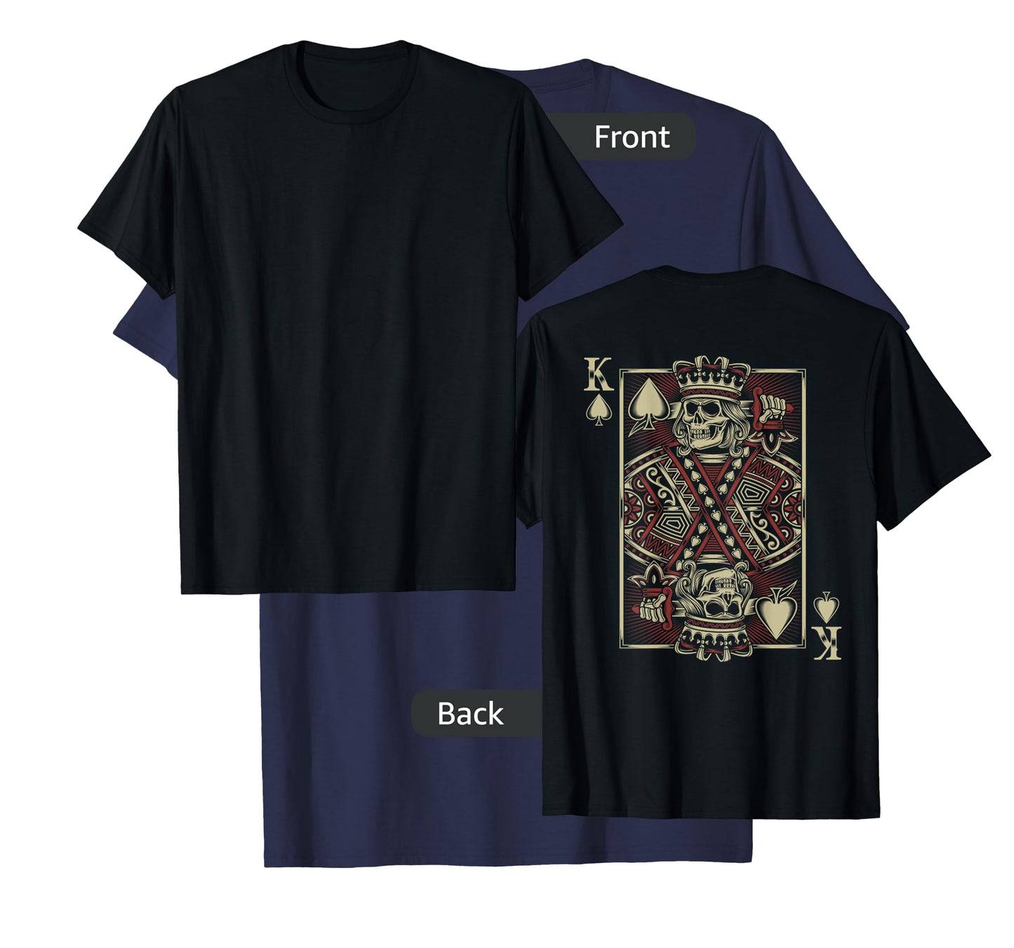 Skull Motorcycle Shirt Biker King of Spades Poker Card Game