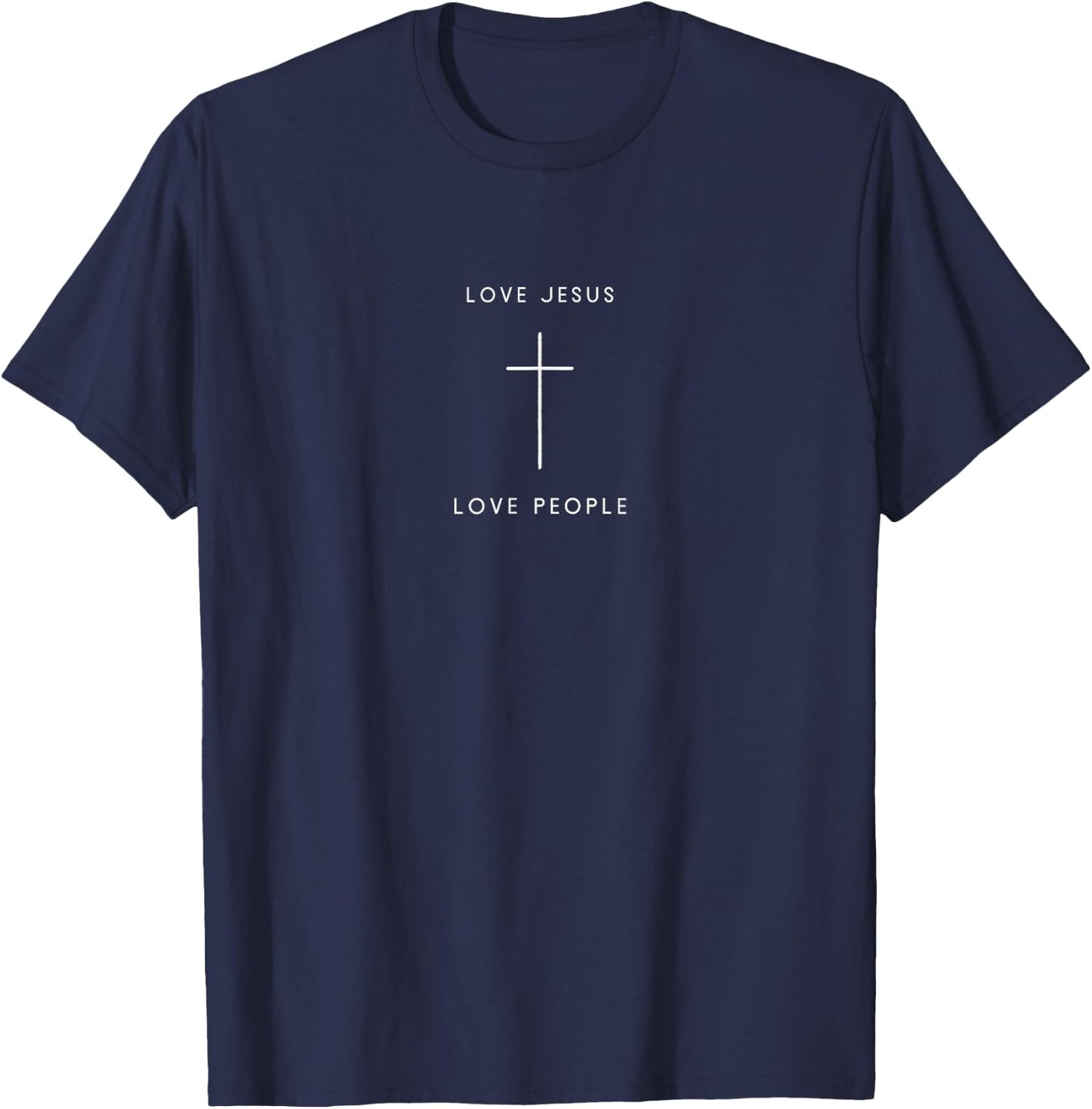 Love Jesus Love People Cross - Minimalist Christian Jesus T-Shirt - T-Shirt | Navy