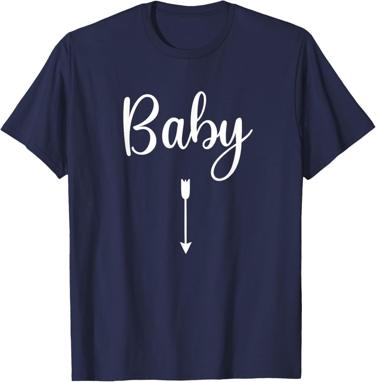 Baby with Arrow Pointing Down to Belly Matching Pregnancy T-Shirt - T-Shirt | Navy