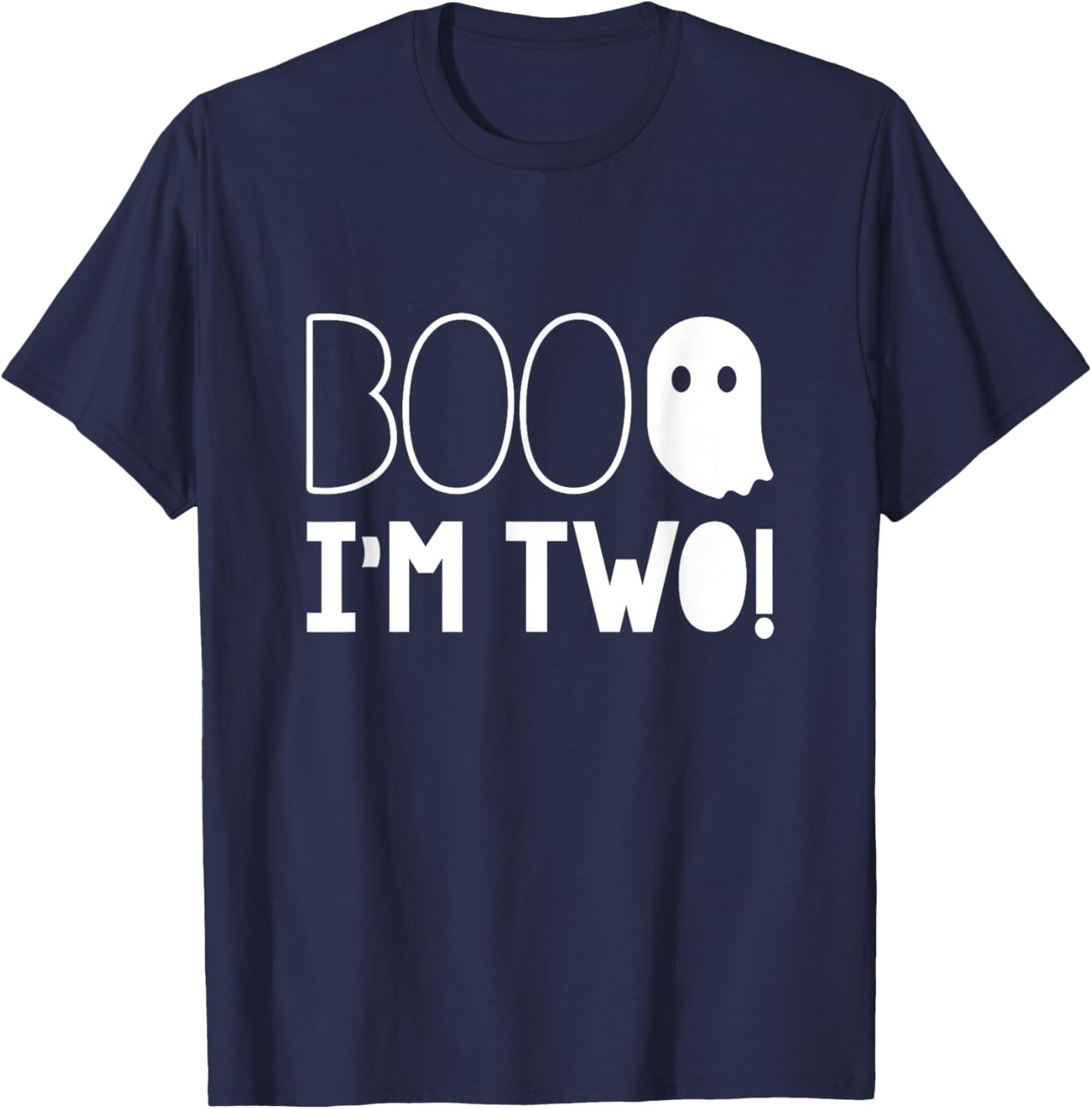 2nd Birthday Two Year Old Boo I'm Two! Halloween Ghost T-Shirt - T-Shirt | Navy